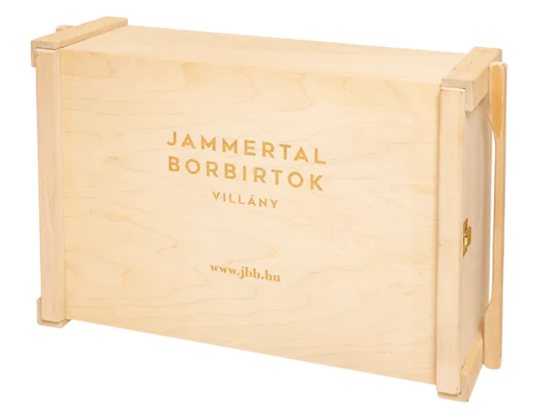 Rézcsatos 12 palackos faláda Jammertal Borbirtok logóval